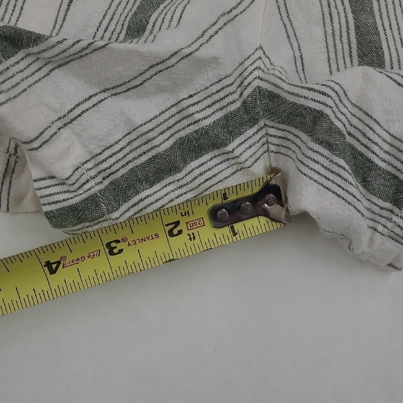Anthropologie Olive Green And White Striped Button Shorts Size 10 - Picture 8 of 10